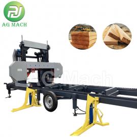 Portable Band Sawmill Automatic Horizontal Wood Saw Machine Wood Logs Cutting Machine with Wheels